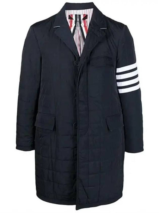 Men's Navy Downfill Chestfield Poly Twill Padded Coat - THOM BROWNE - BALAAN