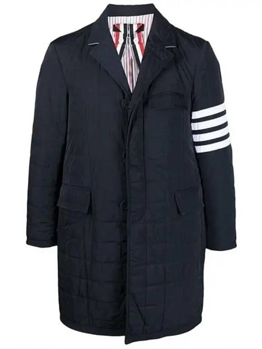 Men's 4 Bar Poly Twill Chesterfield Single Coat Navy - THOM BROWNE - BALAAN 2