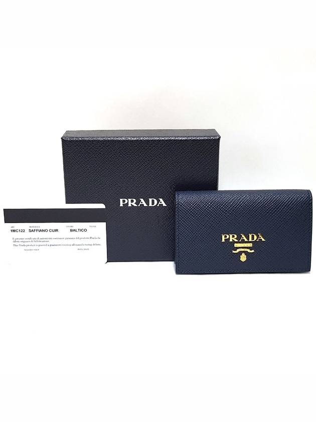 Saffiano Metal Logo Card Wallet Blue - PRADA - BALAAN 6