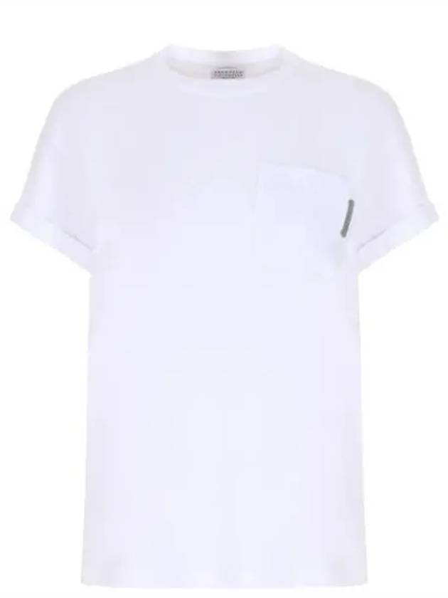 Stretch Cotton Jersey Short Sleeve T-Shirt White - BRUNELLO CUCINELLI - BALAAN 2