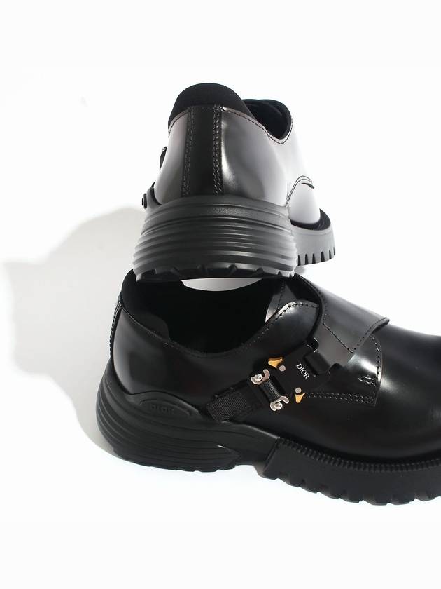 Buckle Detail Leather Monk Derby Black - DIOR - BALAAN 5