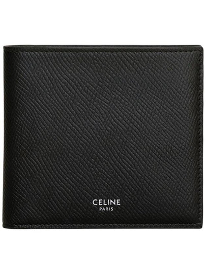 Celine Logo Leather Half Wallet Black - CELINE - BALAAN 2