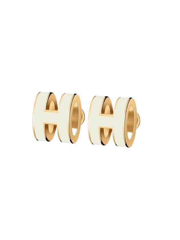 Mini Pop H Earrings Gold Gold Blanc - HERMES - BALAAN 1