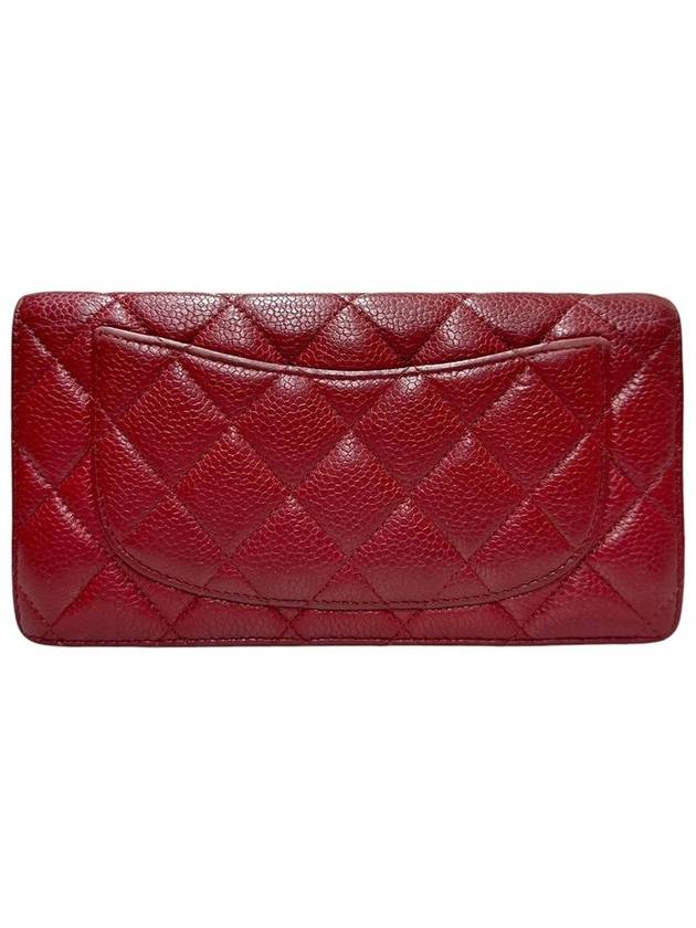 A31509 Red Caviar Skin Silver Logo Timeless Classic Flap Long Wallet - CHANEL - BALAAN 3