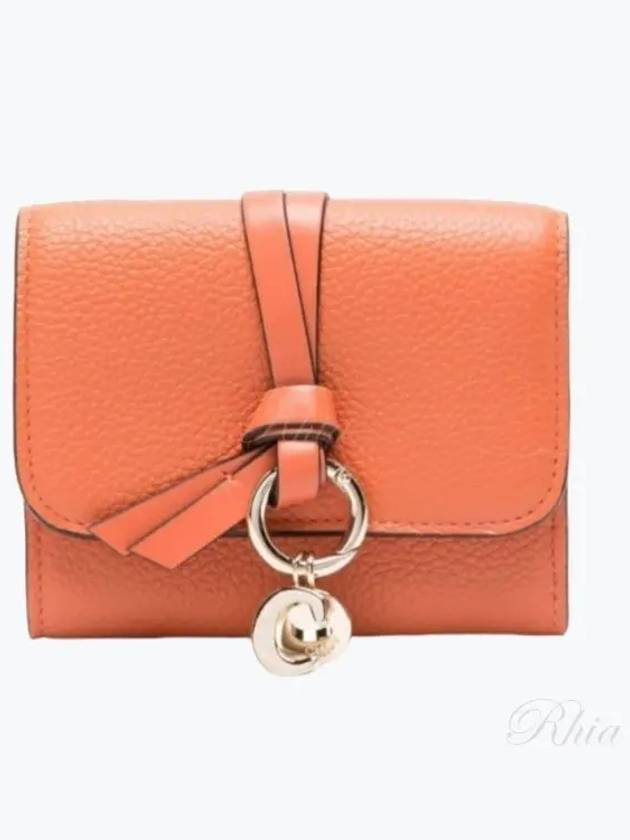 Alphabet Grain Leather Flap Small Half Wallet Orange - CHLOE - BALAAN 2