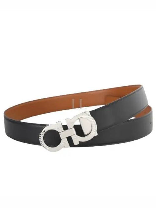 Gancini Buckle Reversible Leather Belt Black - SALVATORE FERRAGAMO - BALAAN 2