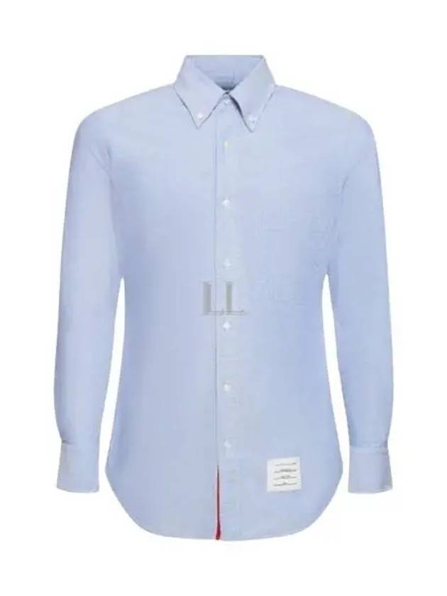 Men's Logo Patch Classic Cotton Long-Sleeved Shirt White Light Blue - THOM BROWNE - BALAAN 2