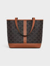 Triomphe Canvas Calfskin Tote Bag Brown Black - CELINE - BALAAN 5