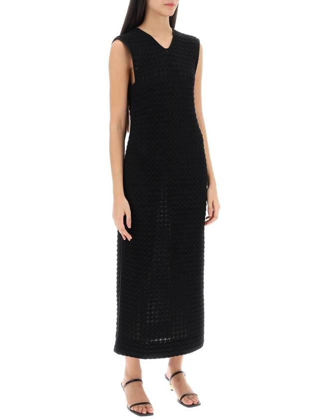 24 ss midi dress in OPENWORK knit J02CT0307 J15396 001 B0230978349 - JIL SANDER - BALAAN 3