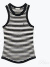 Embroidered Logo Striped Cotton Sleeveless White Black - SAINT LAURENT - BALAAN 2