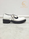 Used luxury goods Lewis It 36 5 White brushed leather Mary Jane T strap loafers - PRADA - BALAAN 1