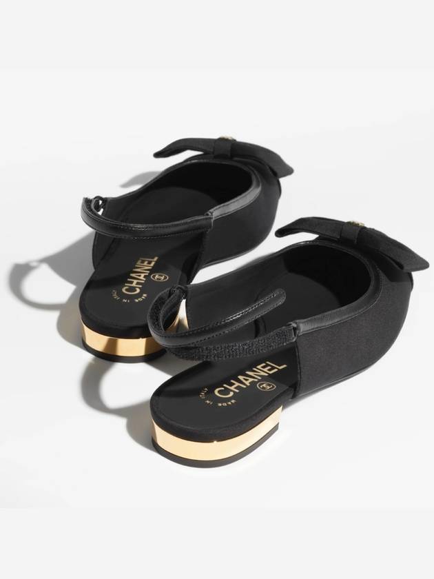 Ribbon Logo Slingback Flat Shoes Shoes Shoes Black - CHANEL - BALAAN 6