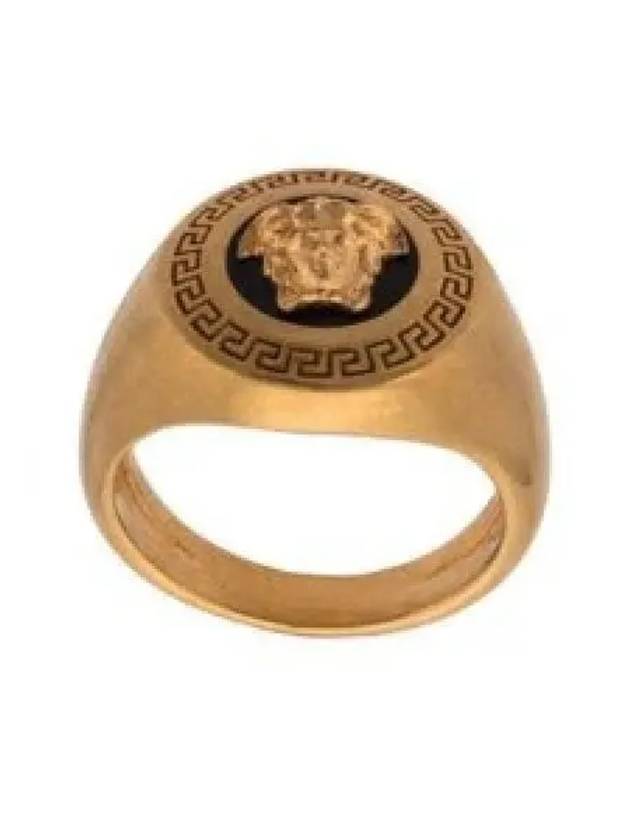 Enamel Medusa Medallion Ring Gold Black - VERSACE - BALAAN 2