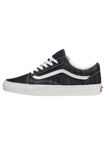 Old Skool Threaded Denim Low Top Sneakers Black White - VANS - BALAAN 1