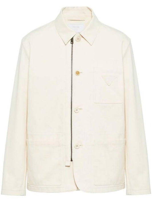 Herringbone cotton shirt jacket SD170SOOO14B5 - PRADA - BALAAN 1