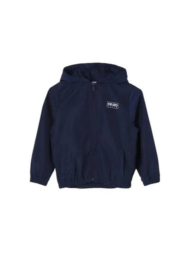 Kids Logo Print Hooded Jacket Navy - KENZO - BALAAN 1