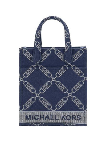 Gigi Extra Small Empire Logo Jacquard Cross Bag Navy - MICHAEL KORS - BALAAN 1