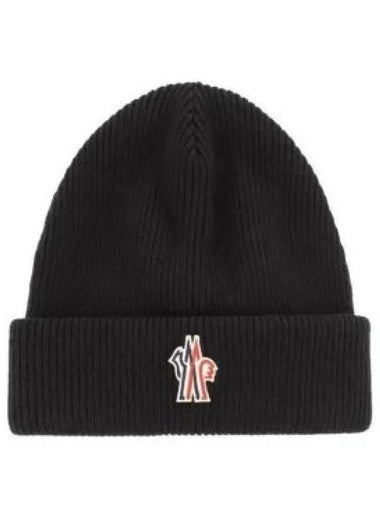 3B00006 M1115 999 Grenoble Logo Patch Wool Beanie 1344316 - MONCLER - BALAAN 1