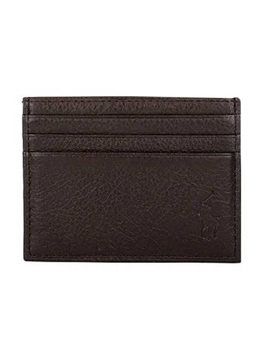 Debossed Leather Card Wallet Brown - POLO RALPH LAUREN - BALAAN 1