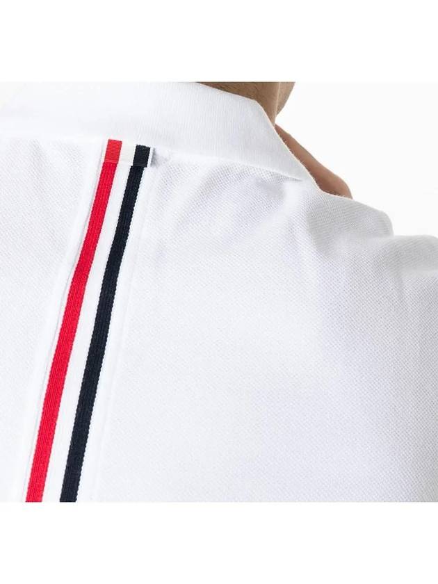 Men's Cotton Pique Center Bag Striped Short Sleeve Polo Shirt White - THOM BROWNE - BALAAN 6