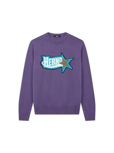 Men s Star Logo Crew Neck Pullover Purple 271978 - HERNO - BALAAN 1