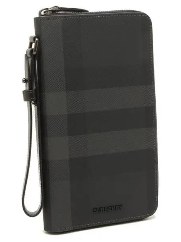 Check Pattern Zipper Travel Long Wallet Grey - BURBERRY - BALAAN 2