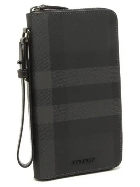 Check Pattern Zipper Travel Long Wallet Grey - BURBERRY - BALAAN 2