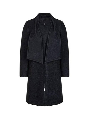 Women s Detachable Shawl Boucle Coat Black 270211 - EMPORIO ARMANI - BALAAN 1