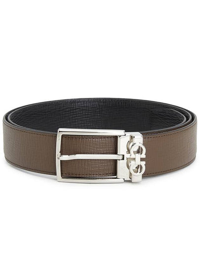 Gancini Reversible Adjustable Leather Belt Brown - SALVATORE FERRAGAMO - BALAAN 2