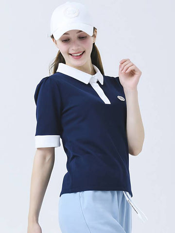 Doyou Know MC Women s Moisture Absorbing Quick Drying Functional Material Shirt Collar Puff Sleeve Navy Short T DO3242TS003 1 - DOYOUKNOWMC GOLF WEAR - BALAAN 1