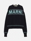 Logo Cotton Knit Top Navy - MARNI - BALAAN 2