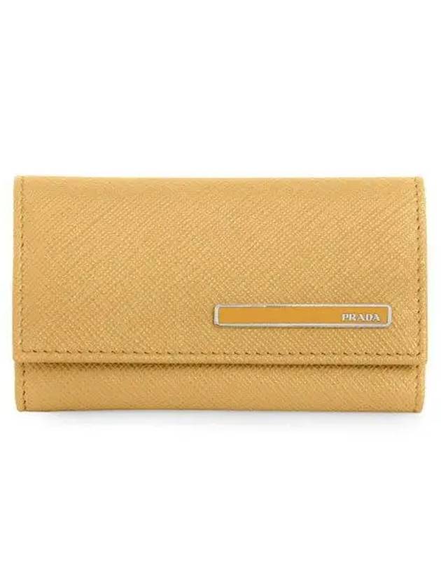 Saffiano Metal Logo Key Holder Yellow - PRADA - BALAAN 3