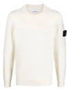 Wappen Patch Crew Neck Wool Knit Top White - STONE ISLAND - BALAAN 2