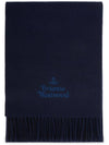 Logo Wool Fringe Muffler Navy - VIVIENNE WESTWOOD - BALAAN 3