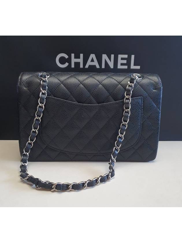 Classic Silver Metal Grained Calfskin Small Flap Shoulder Bag Black - CHANEL - BALAAN 3