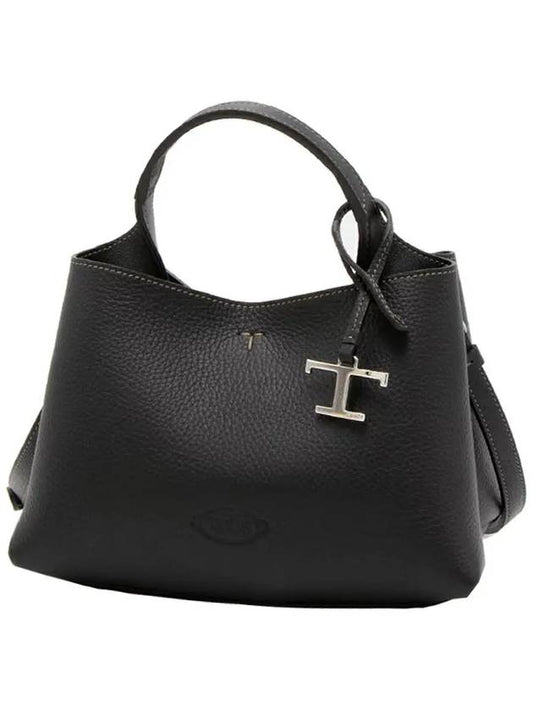 Logo Charm Leather Micro Tote Bag Black - TOD'S - BALAAN 2