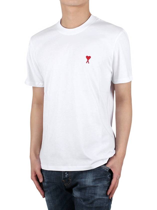 Small Heart Logo Short Sleeve T-Shirt White - AMI - BALAAN 3