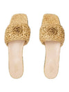 Double G Raffia Effect Fabric Slide Sandals Beige - GUCCI - BALAAN 4