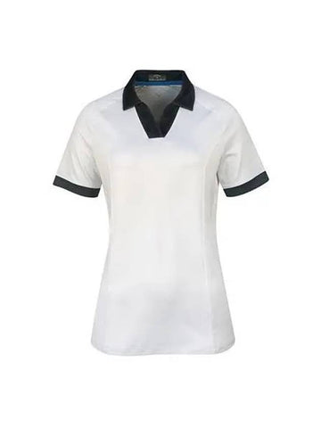 Callaway Women s Color Block Polo Short Sleeve White Dark Pink CGKSD035 - CALLAWAY GOLF - BALAAN 1