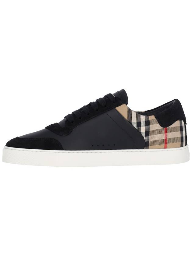 Checked Leather Suede Low Top Sneakers Black - BURBERRY - BALAAN 4