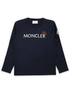 Kids lettering logo printing long sleeve navy 8D00004 89AFV 778 - MONCLER - BALAAN 1