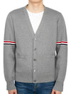 Milano Stitch Sprite Armband Cotton V-neck Cardigan Light Grey - THOM BROWNE - BALAAN 3