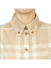 Women's Button Down Collar Check Cotton Long Sleeve Shirt Beige - BURBERRY - BALAAN 9