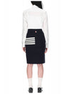 Fine Merino Wool Link Stitch Pencil Skirt Navy - THOM BROWNE - BALAAN 5