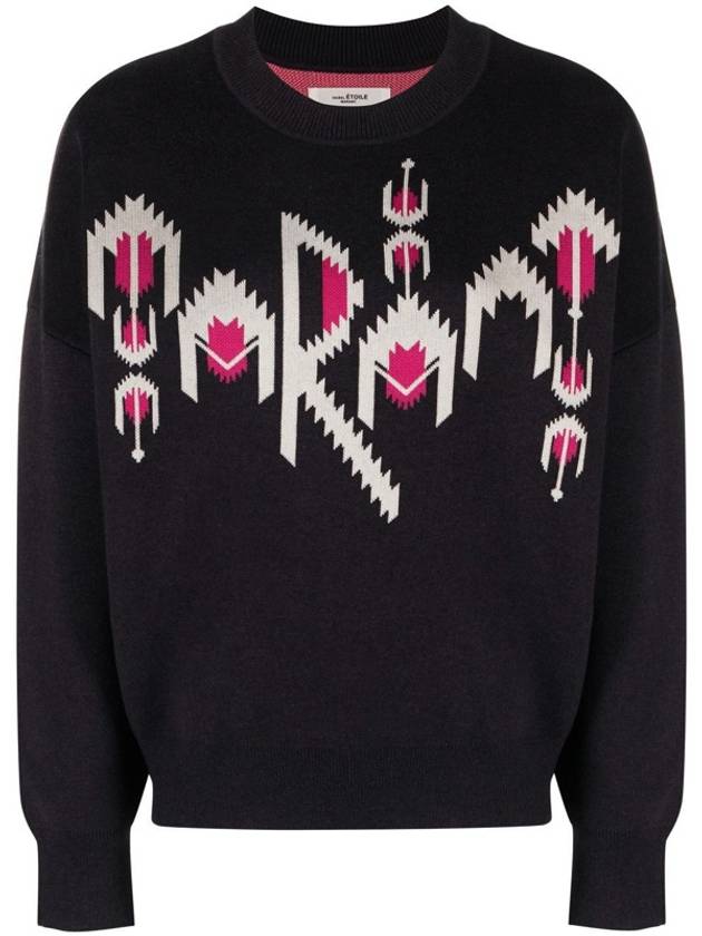 Intarsia Logo Sweatshirt Black - ISABEL MARANT ETOILE - BALAAN.