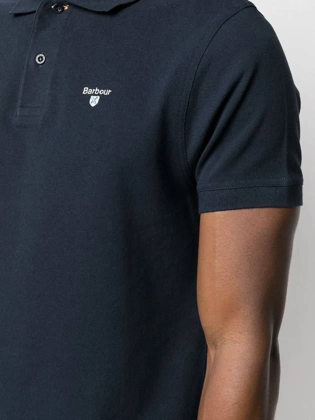 Tartan Pique Short Sleeve Polo Shirt Navy - BARBOUR - BALAAN 3