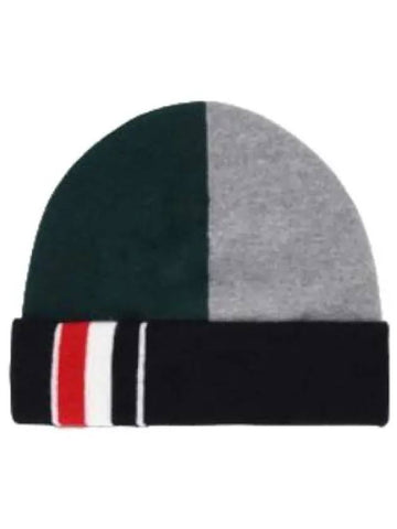 Color Block Beanie Dark Green Hat - THOM BROWNE - BALAAN 1