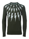 Thunder Merino Wool Knit Top Khaki - NEIL BARRETT - BALAAN.