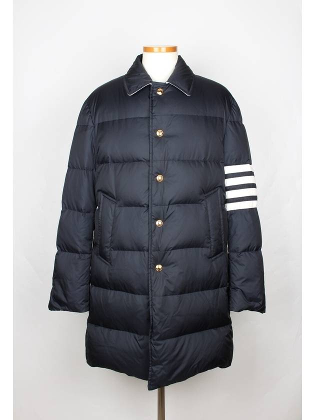 Diagonal armband padded coat navy 2 100 - THOM BROWNE - BALAAN 1