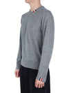 Intarsia Stitch Crew Neck Merino Wool Knit Top Light Grey - THOM BROWNE - BALAAN 4